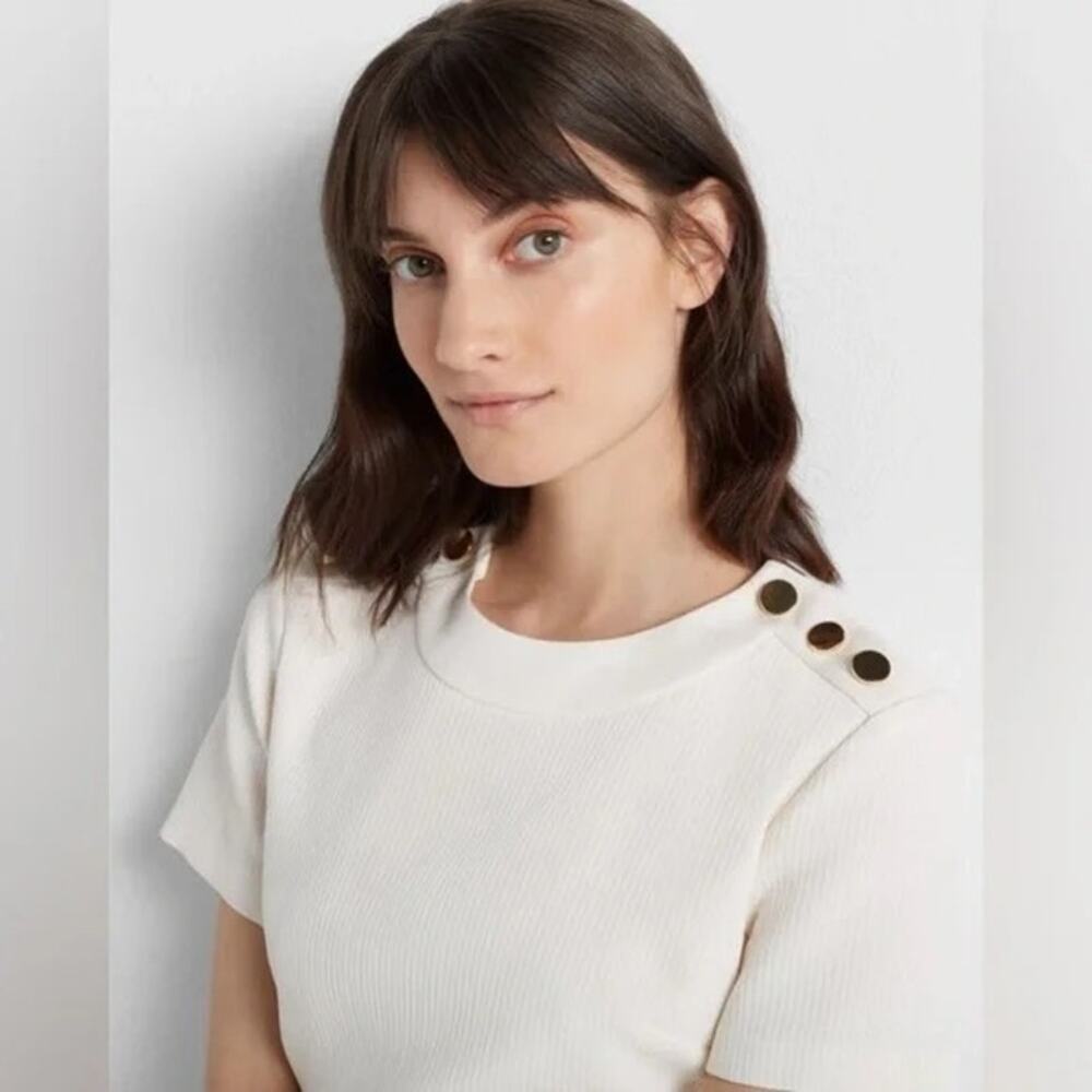 Club Monaco White Button Shoulder Midi Dress Size 00 - Picture 3 of 6